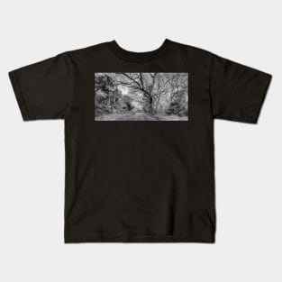 Hairy Man Road - Brushy Creek- Round Rock, Texas - Black and White Kids T-Shirt